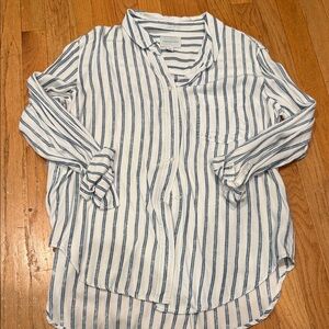 American Eagle Outfitters Blue and White Striped Button Down Shirt